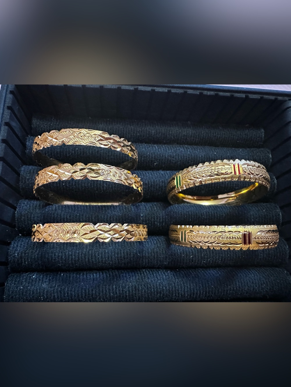 Gold Tone Engraved Bangle Bracelet Set for small girls